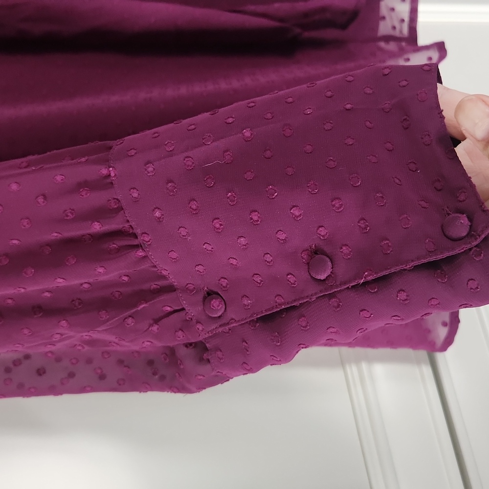 LANE BRYANT | Neck Tie Sheer Swiss Dot Blouse - Picture 3 of 9